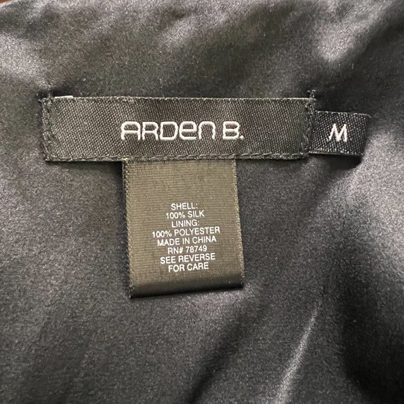 ARDEN B Womens M Silk Black Yellow Gray Print Dress Adjustable Strap Back Zip Up - Picture 3 of 10